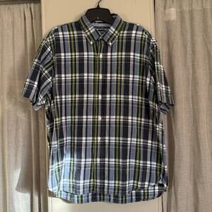 The New Ivy Brand Plaid Short Sleeve Shirt | L | Blue & Green
